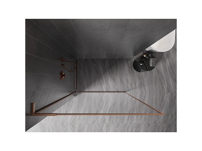 Mexen Kioto-F L Parete doccia Walk-in con cornice 60 x 202 cm, trasparente 8 mm, rame spazzolato - 800-060-174-65-00