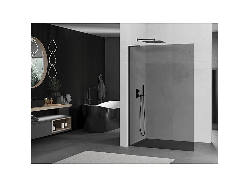 Mexen Kioto L ścianka prysznicowa Walk-in 100 x 200 cm, grafit, czarna - 800-100-103-70-40