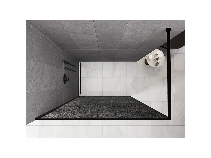 Mexen Kioto paroi de douche Walk-in 120 x 200 cm, crackle graphite 12 mm, noire - 800-120-101-70-44-X