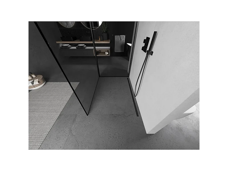 Mexen Kioto Walk-in Shower Wall 120 x 70 cm, Black Pattern, Gun Gray Brushed - 800-120-212-66-70-070