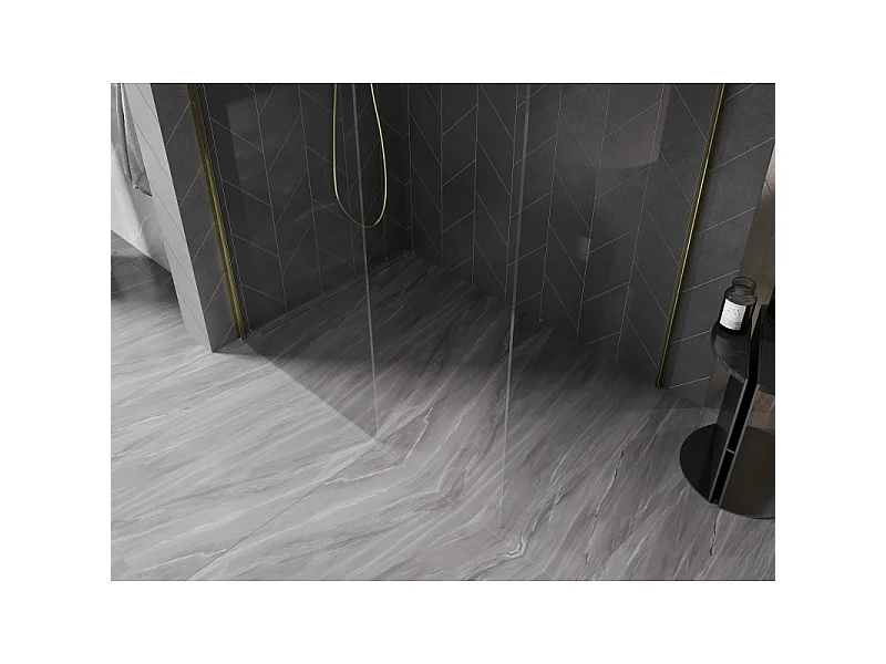Mexen Kioto-X prhišna stena Walk-in 110 x 80 cm, prozorna 10 mm, zlata - 800-110-202-50-00-080-X