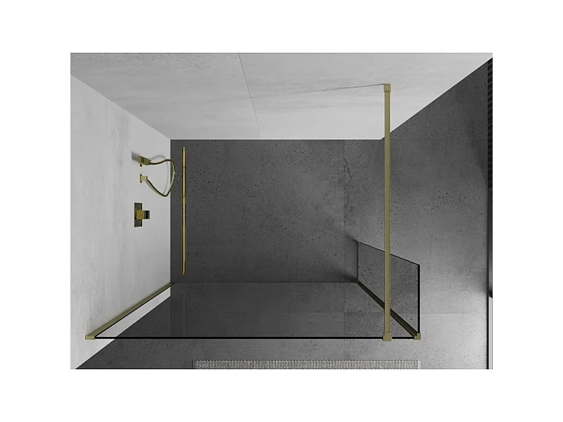 Mexen Kioto paroi de douche Walk-in 125 x 30 cm, transparent, or brossé - 800-125-212-55-00-030