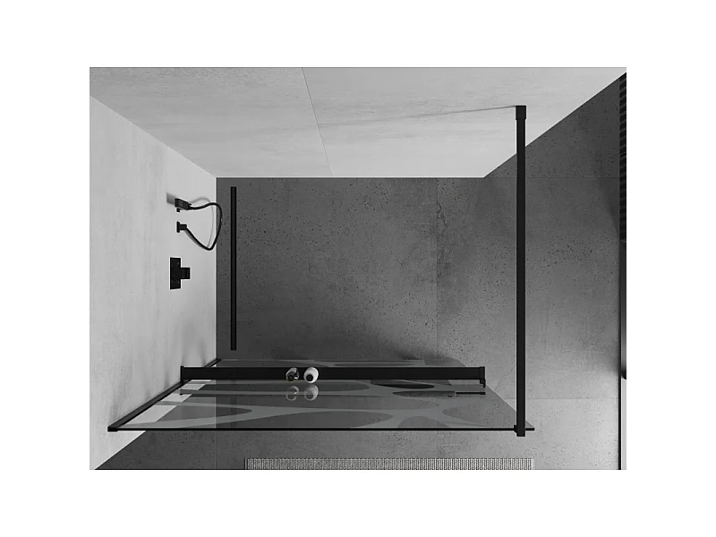 Mexen Kioto+ cloison de douche avec étagère Walk-in 120 x 200 cm, vague blanche, noire - 800-120-121-70-97