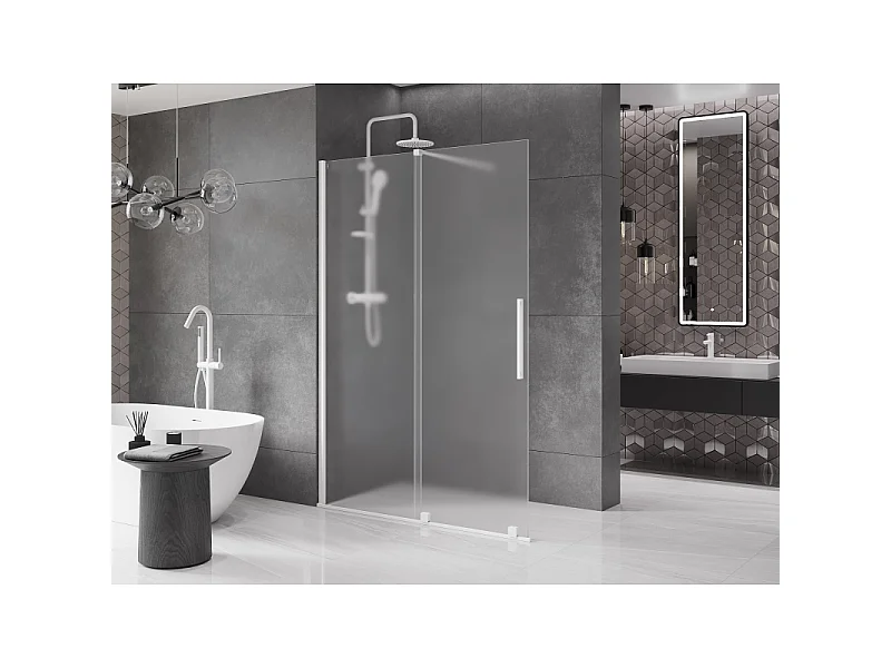 Mexen Velar Walk-in Shower Screen 140 x 200 cm, Frosted 8 mm, White - 871-140-000-33-20