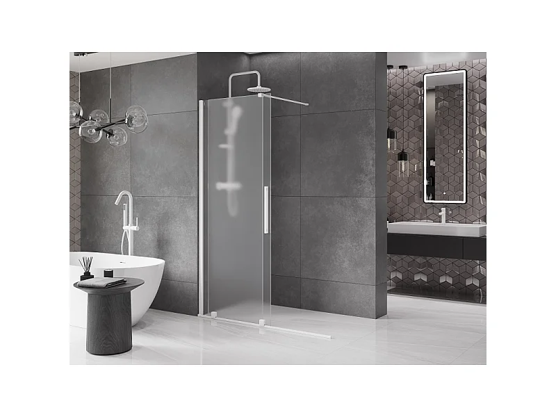 Mexen Velar Walk-in Shower Screen 140 x 200 cm, Frosted 8 mm, White - 871-140-000-33-20