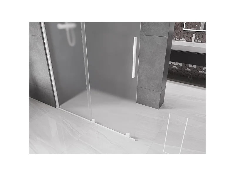 Mexen Velar Walk-in Shower Screen 140 x 200 cm, Frosted 8 mm, White - 871-140-000-33-20