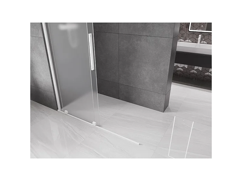 Mexen Velar Walk-in Shower Screen 140 x 200 cm, Frosted 8 mm, White - 871-140-000-33-20