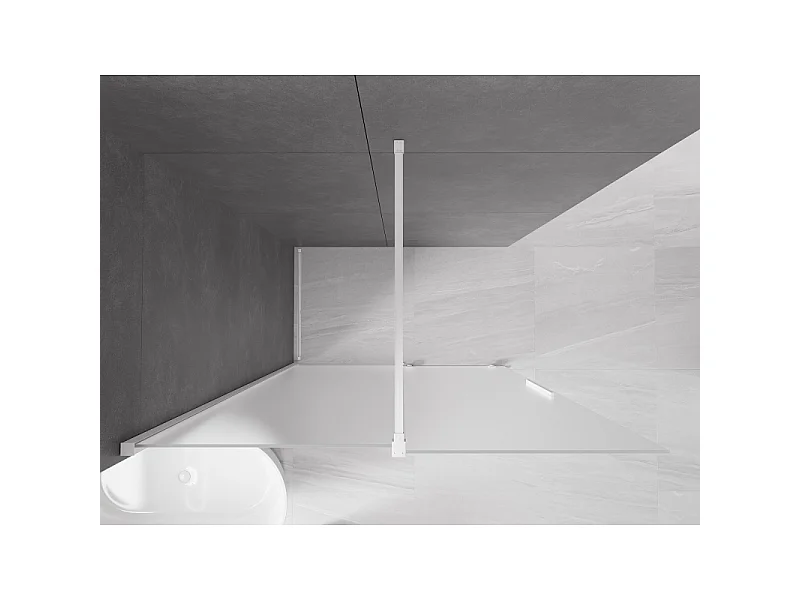 Mexen Velar Walk-in Shower Screen 140 x 200 cm, Frosted 8 mm, White - 871-140-000-33-20