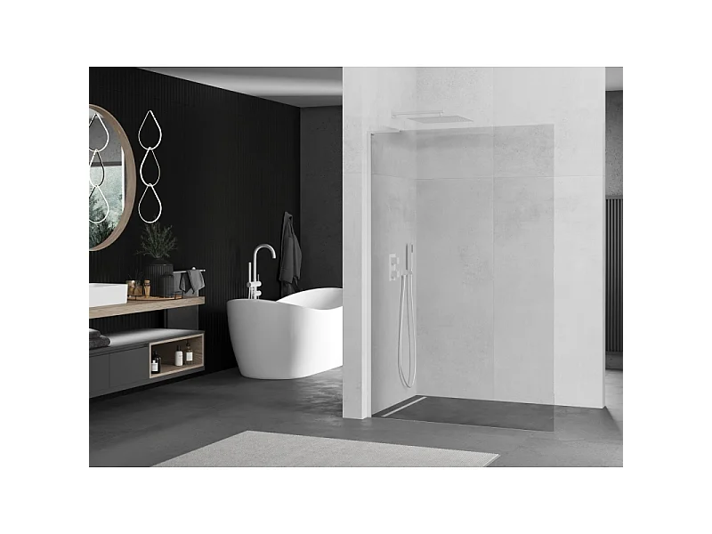 Mexen Kioto L ścianka prysznicowa Walk-in 95 x 200 cm, transparent, biała - 800-095-103-20-00