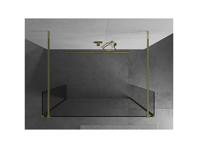 Mexen Kioto prostostoječa tuš stena 105 x 30 x 30 cm, prozorna, zlata - 800-105-030-222-50-00-030