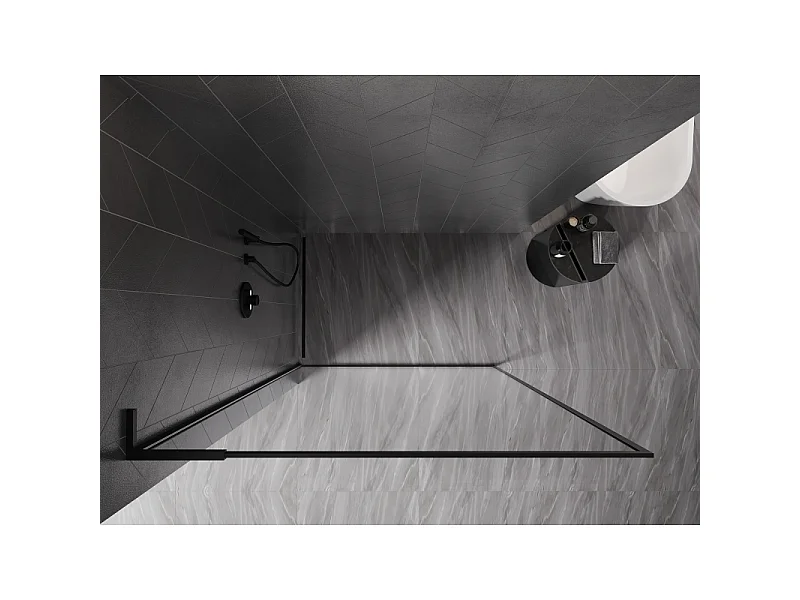 Mexen Kioto-XF L Pannello doccia Walk-in con cornice 100 x 202 cm, trasparente 10 mm, nero - 800-100-174-70-00-XF
