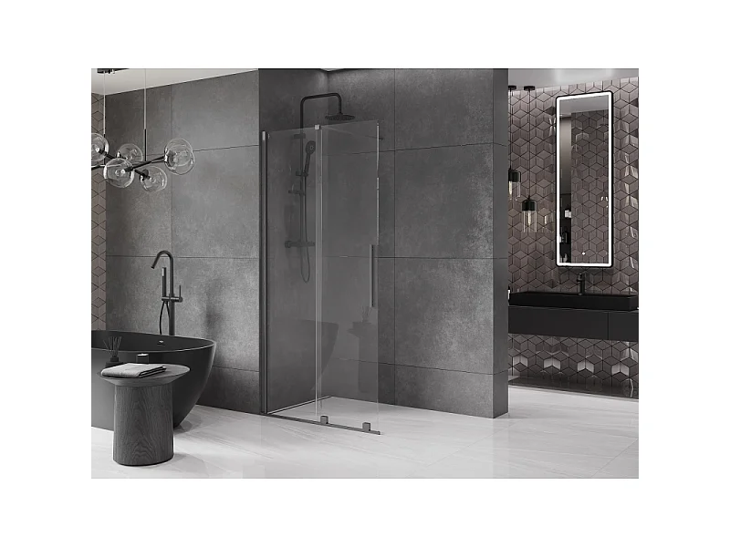 Mexen Velar paroi de douche coulissante Walk-in 120 x 200 cm, transparent 8 mm, gris canon brossé - 871-120-000-03-66