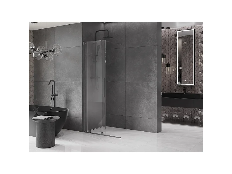 Mexen Velar paroi de douche coulissante Walk-in 120 x 200 cm, transparent 8 mm, gris canon brossé - 871-120-000-03-66