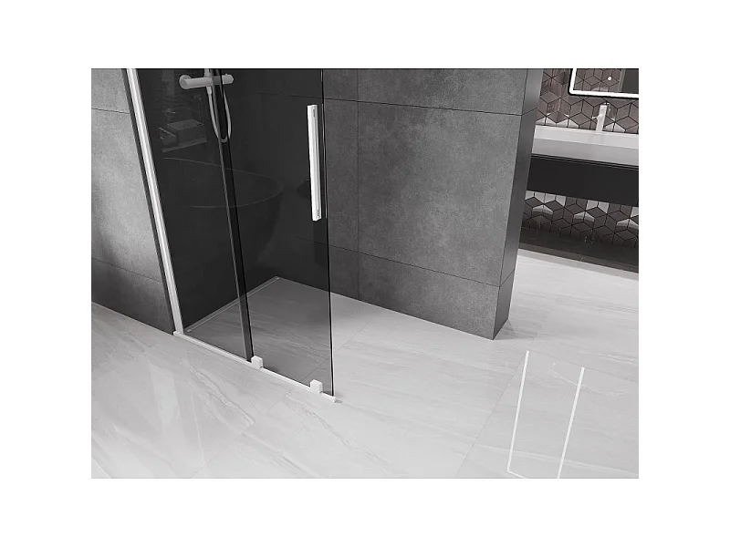 Mexen Velar Walk-in Shower Wall 120 x 200 cm, Graphite 8 mm, White - 871-120-000-43-20
