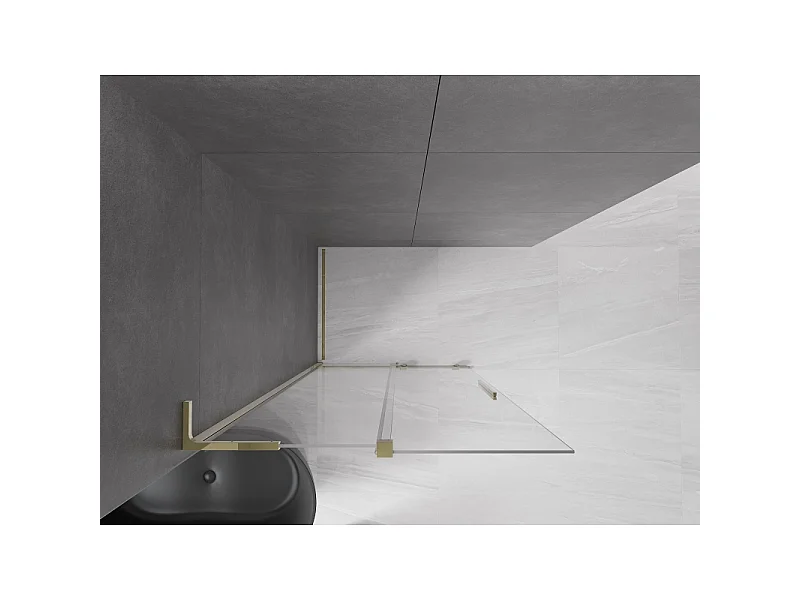 Mexen Velar L Sliding Shower Wall Walk-in 90 x 200 cm, Transparent 8 mm, Gold - 871-090-003-03-50