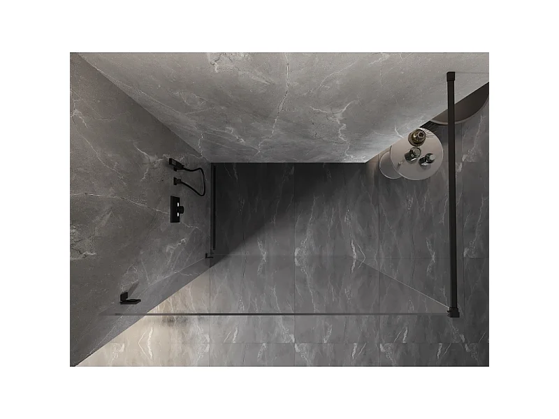 Mexen Lunar Paroi de douche Walk-in gauche 150 x 200 cm, transparent 8 mm, noir - 830-150-000-70-00-L