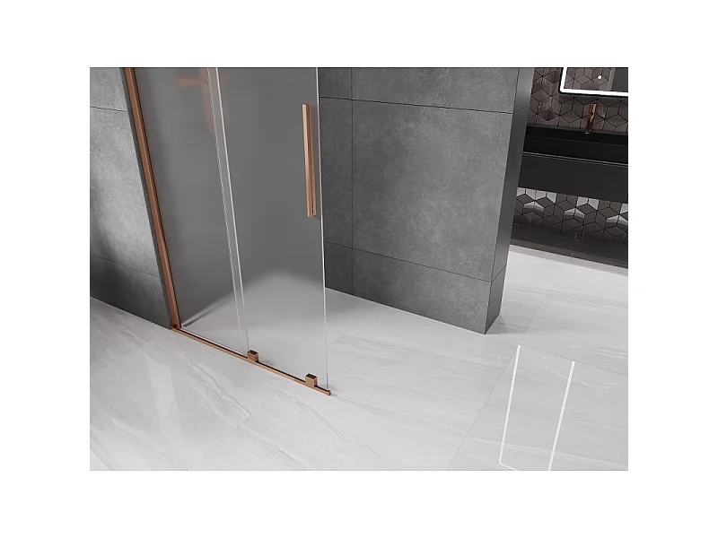 Mexen Velar Walk-in Shower Screen 110 x 200 cm, Frosted 8 mm, Rose Gold - 871-110-000-33-60