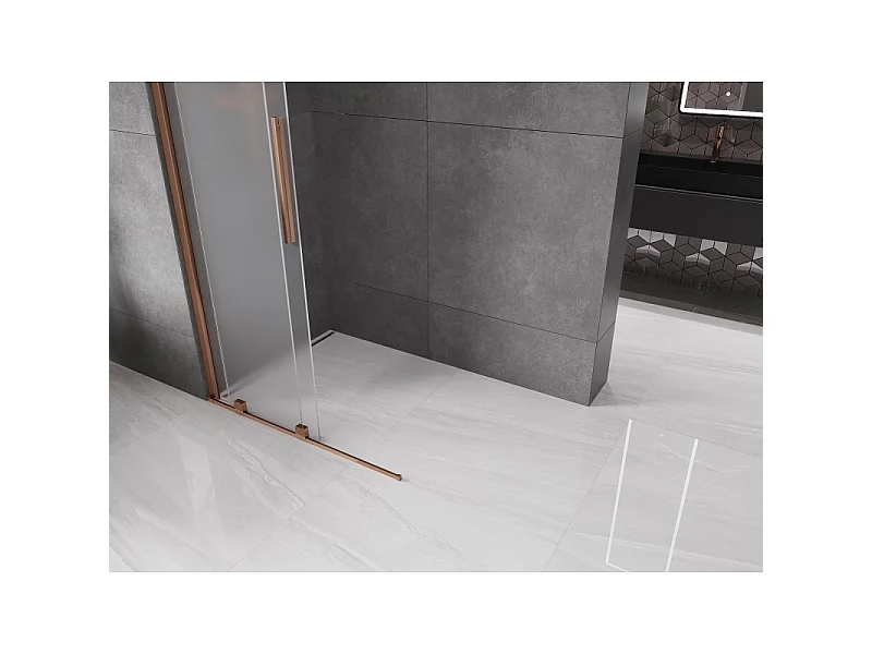 Mexen Velar Walk-in Shower Screen 110 x 200 cm, Frosted 8 mm, Rose Gold - 871-110-000-33-60