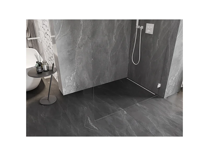 Mexen Lunar L douchewand Walk-in rechts 100 x 200 cm, transparant 8 mm, wit - 830L-100-000-20-00-P