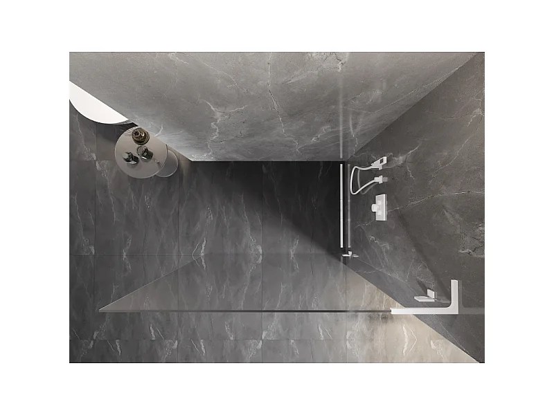 Mexen Lunar L douchewand Walk-in rechts 100 x 200 cm, transparant 8 mm, wit - 830L-100-000-20-00-P