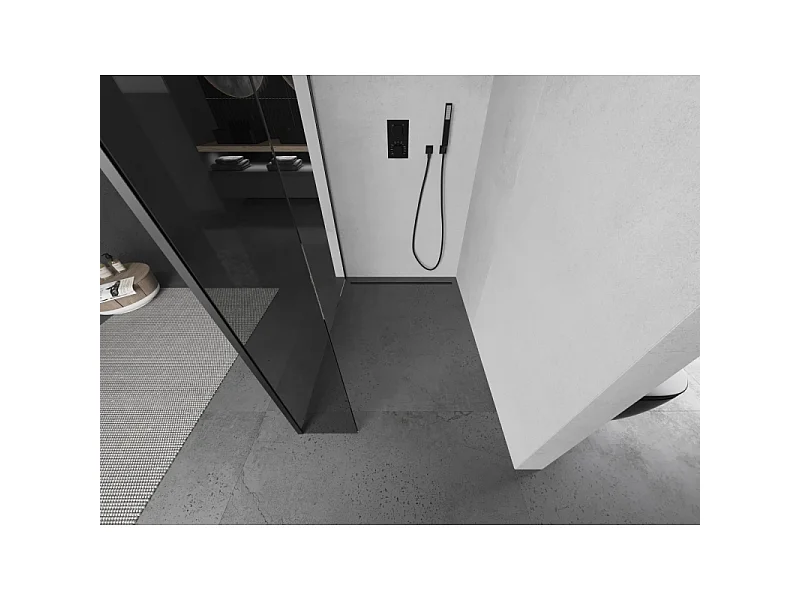 Mexen Kioto brusevæg Walk-in 110 x 30 cm, transparent, gunmetal - 800-110-212-95-00-030