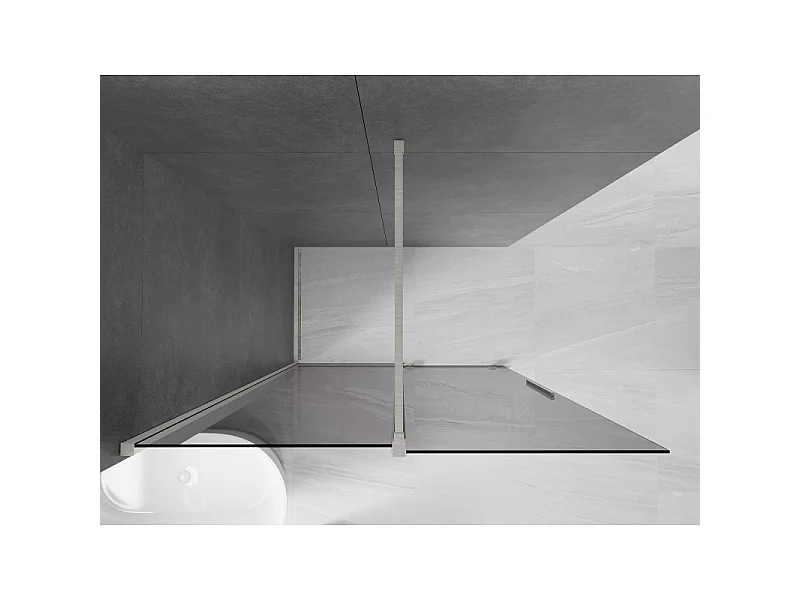 Mexen Velar Shower Wall Sliding Walk-in 140 x 200 cm, Graphite 8 mm, Brushed Nickel - 871-140-000-43-97