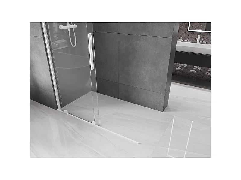 Mexen Velar paroi de douche coulissante Walk-in 140 x 200 cm, transparent 8 mm, blanc - 871-140-000-03-20