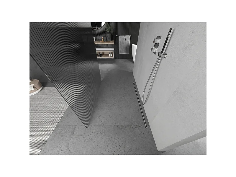 Mexen Kioto samostoječa pršna stena 110 x 200 cm, proge 8 mm, krom - 800-110-002-01-09