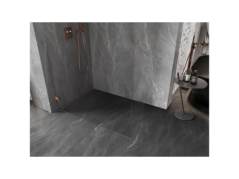 Mexen Lunar Duschwand Walk-in links 120 x 200 cm, transparent 8 mm, gebürstetes Kupfer - 830-120-000-65-00-L