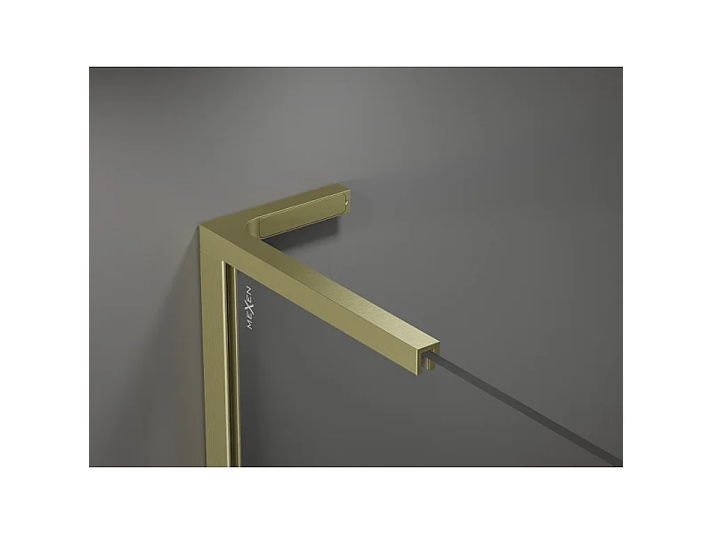 Mexen Kioto+ L paroi de douche avec étagère Walk-in 60 x 200 cm, transparent, or brossé - 800-060-123-55-00