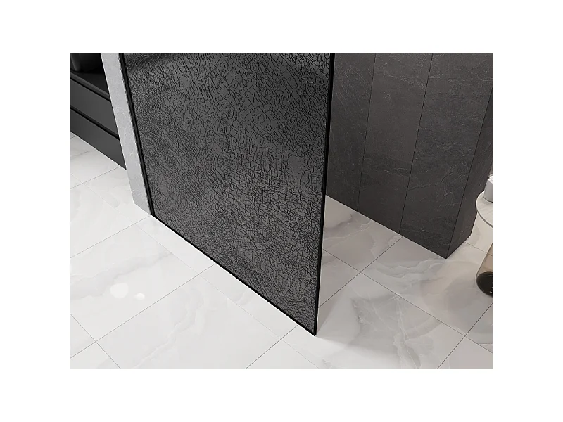 Mexen Kioto paroi de douche Walk-in 160 x 200 cm, crackle graphite 12 mm, noire - 800-160-101-70-44-X