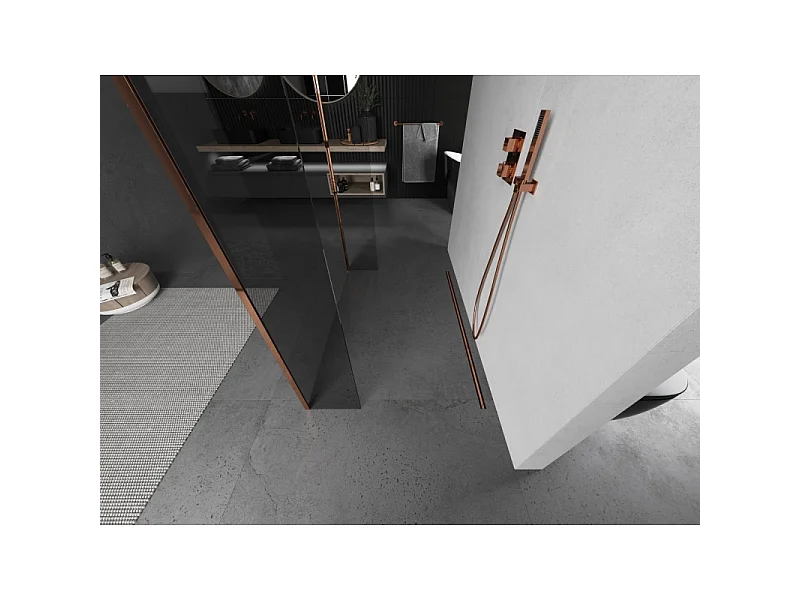 Mexen Kioto vrijstaande douchewand 135 x 30 x 30 cm, transparant, roségoud - 800-135-030-222-60-00-030