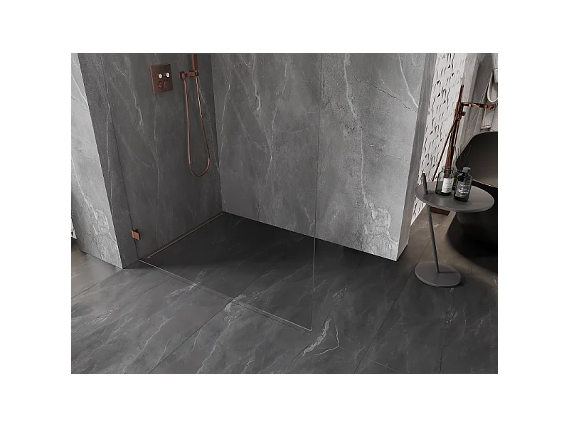 Mexen Lunar paroi de douche Walk-in gauche 100 x 200 cm, transparent 8 mm, or rose - 830-100-000-60-00-L