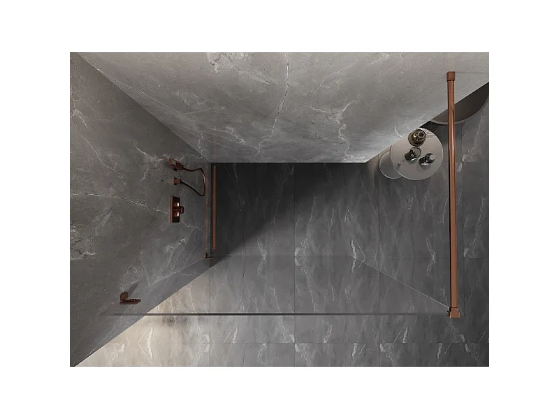 Mexen Lunar paroi de douche Walk-in gauche 100 x 200 cm, transparent 8 mm, or rose - 830-100-000-60-00-L
