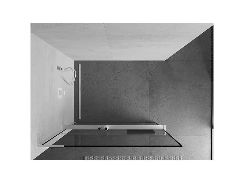 Mexen Kioto+ L panneau de douche avec étagère Walk-in 90 x 200 cm, cadre noir, blanc - 800-090-123-20-70