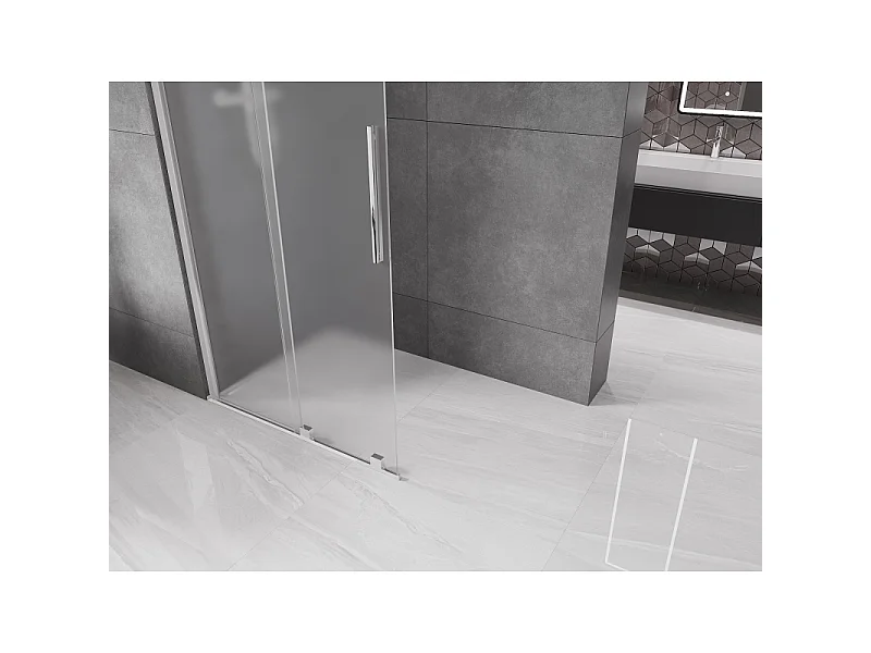 Mexen Velar Walk-in Shower Wall 80 x 200 cm, Frosted 8 mm, Chrome - 871-080-000-33-01