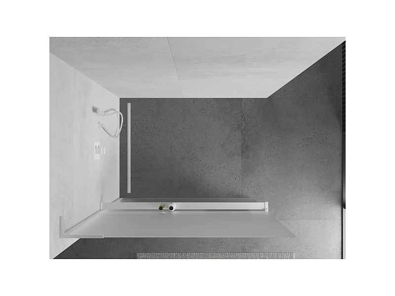 Mexen Kioto+ L paroi de douche avec étagère Walk-in 120 x 200 cm, givrée, blanche - 800-120-123-20-30