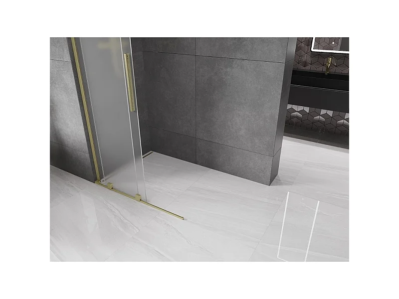 Mexen Velar L paroi de douche coulissante Walk-in 120 x 200 cm, givrée 8 mm, or brossé - 871-120-003-33-55