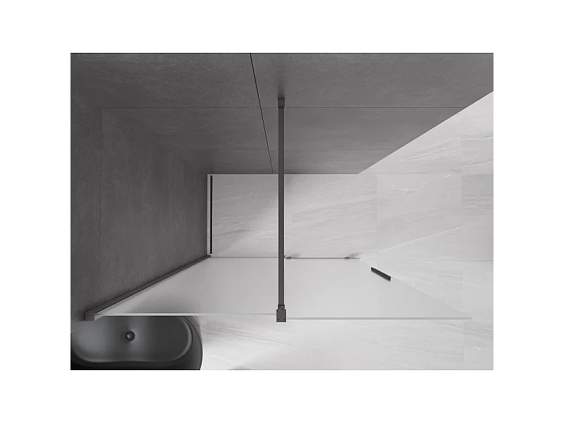 Mexen Velar Walk-in Shower Screen 140 x 200 cm, Frosted 8 mm, Gun Gray Brushed - 871-140-000-33-66