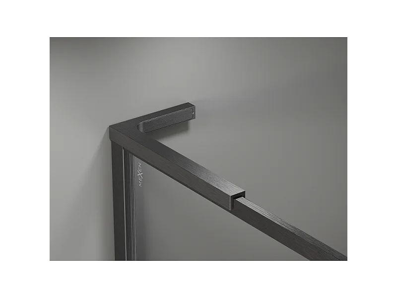 Mexen Kioto-F L ścianka prysznicowa Walk-in z ramką 60 x 202 cm, transparent 8 mm, gun gray szczotkowany - 800-060-174-66-00