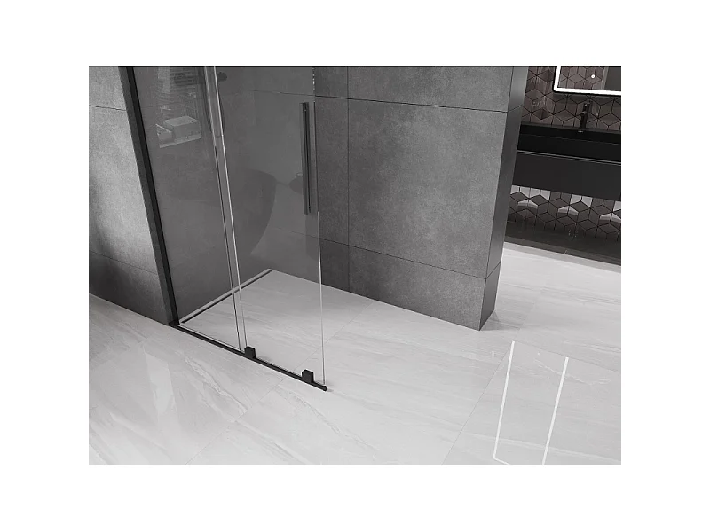 Mexen Velar L Shower Wall Sliding Walk-in 90 x 200 cm, Transparent 8 mm, Black - 871-090-003-03-70
