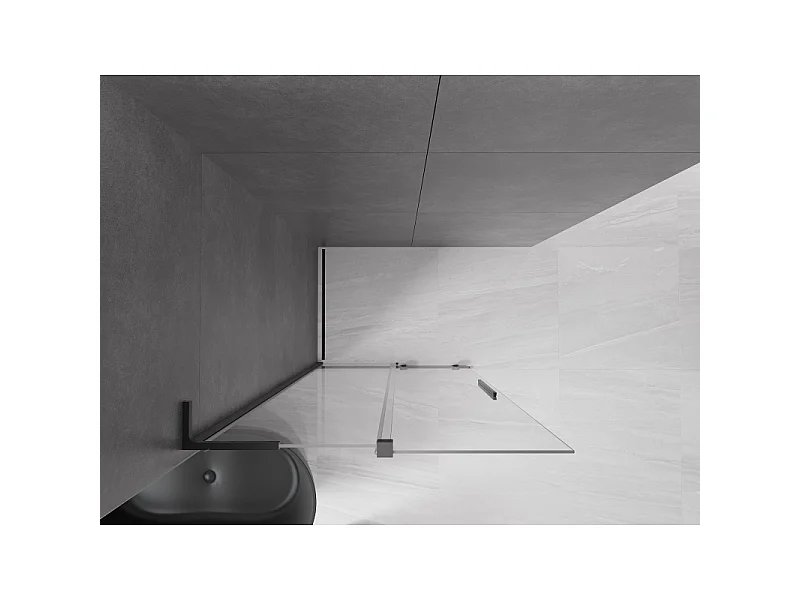 Mexen Velar L Shower Wall Sliding Walk-in 90 x 200 cm, Transparent 8 mm, Black - 871-090-003-03-70