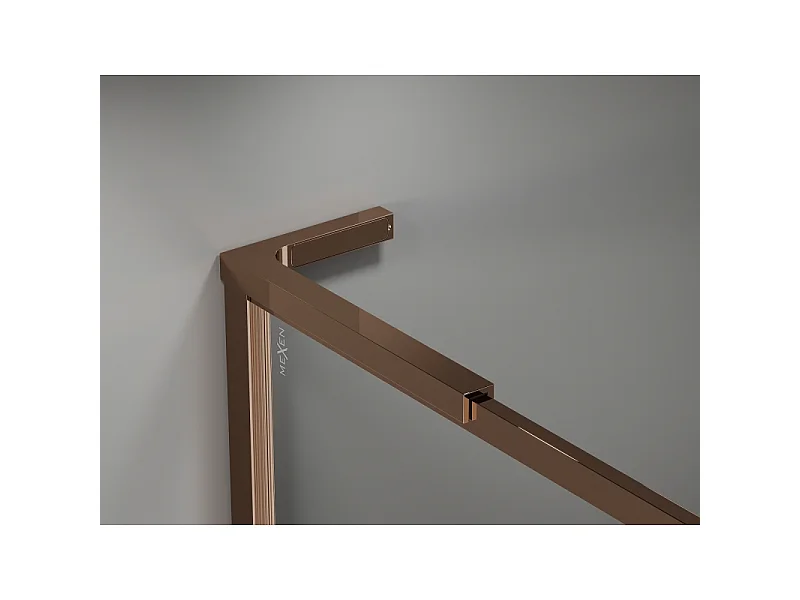 Mexen Kioto-F L Panel de ducha Walk-in con marco 70 x 202 cm, transparente 8 mm, oro rosado - 800-070-174-60-00