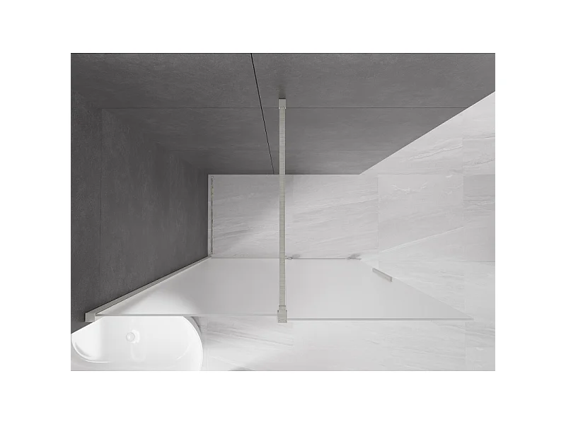 Mexen Velar skydedør brusevæg Walk-in 140 x 200 cm, frostet 8 mm, børstet nikkel - 871-140-000-33-97
