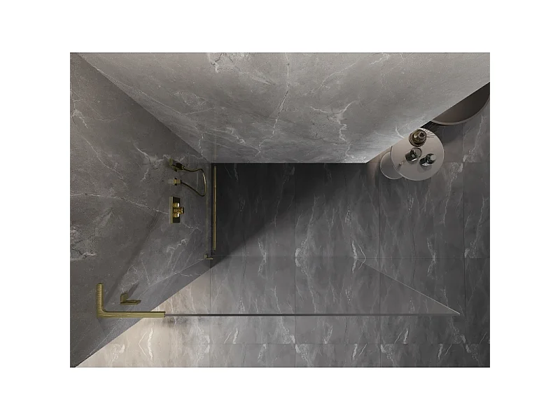 Mexen Lunar L brusevæg Walk-in venstre 80 x 200 cm, transparent 8 mm, børstet guld - 830L-080-000-55-00-L