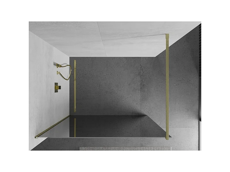 Mexen Kioto paroi de douche Walk-in 130 x 200 cm, miroir 8 mm, or brossé - 800-130-101-55-50
