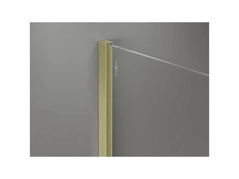 Mexen Kioto-X tuš pregrada Walk-in 110 x 70 cm, prozorna 10 mm, brušeno zlato - 800-110-202-55-00-070-X