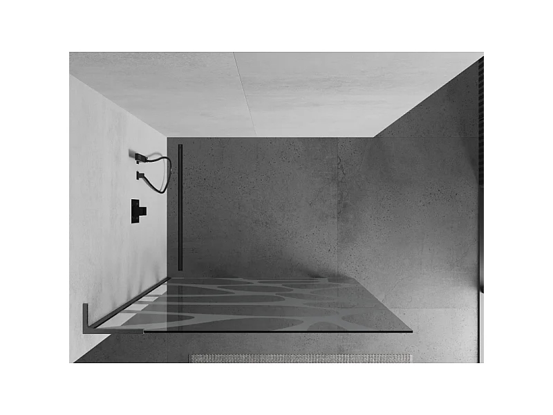 Mexen Kioto L paroi de douche Walk-in 70 x 200 cm, vague blanche, gris canon brossé - 800-070-103-66-97