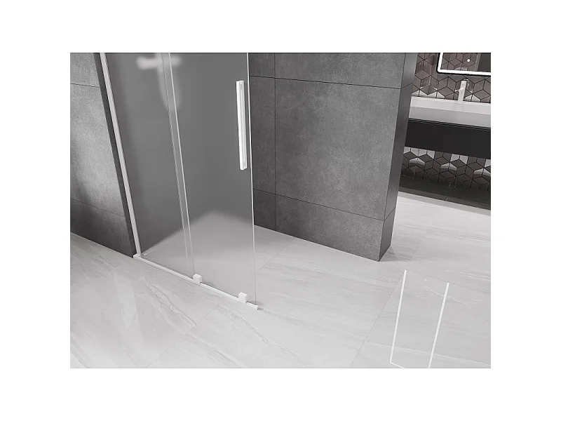 Mexen Velar L paroi de douche coulissante Walk-in 110 x 200 cm, givre 8 mm, blanc - 871-110-003-33-20