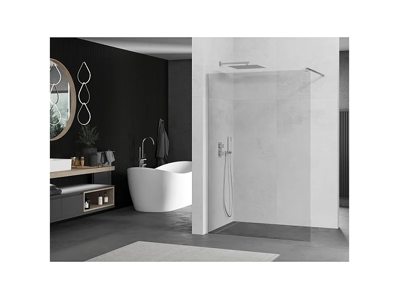 Mexen Kioto parete doccia Walk-in 50 x 200 cm, trasparente 8 mm, cromo - 800-050-101-01-00